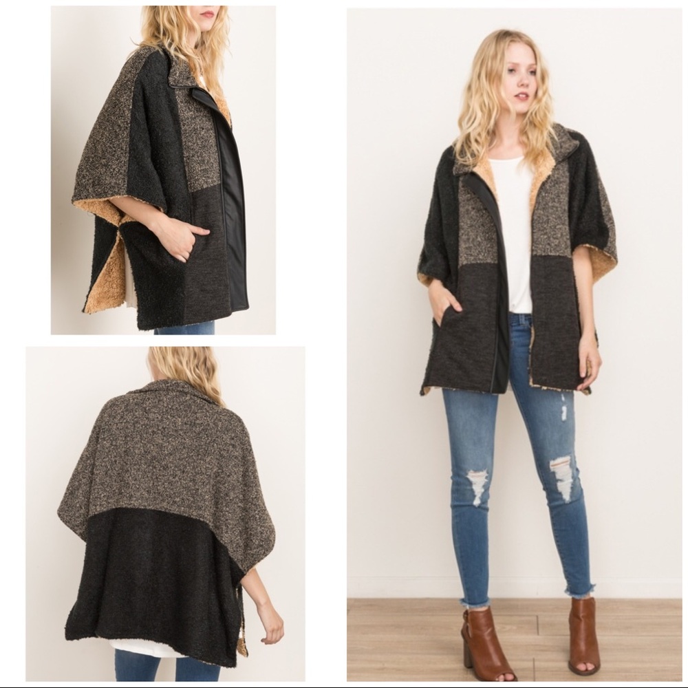 !! PRICE DROP !! Faux Fur Lined Poncho